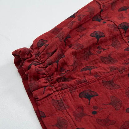 Vintage Ginkgo Leaf Cotton Harem Pants - image 5