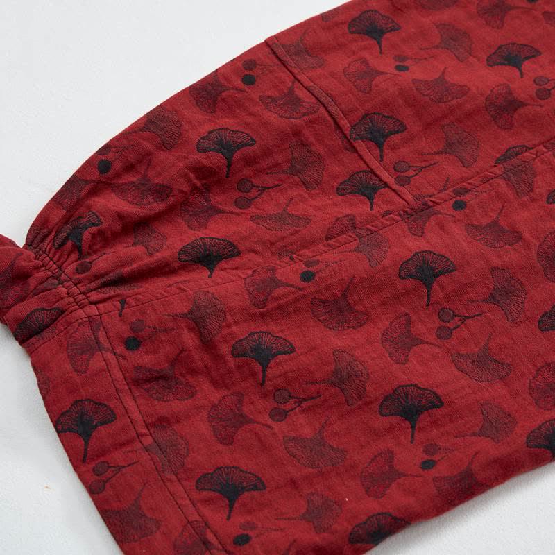 Vintage Ginkgo Leaf Cotton Harem Pants - image 6
