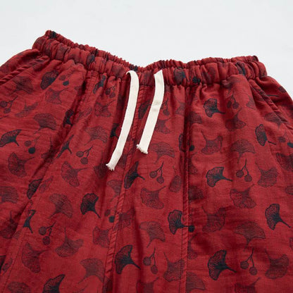 Vintage Ginkgo Leaf Cotton Harem Pants - image 2