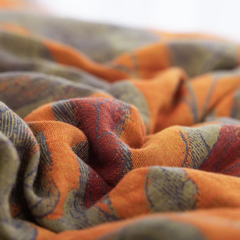 Orange Autumn Leaf Cotton Gauze Quilt - image 4