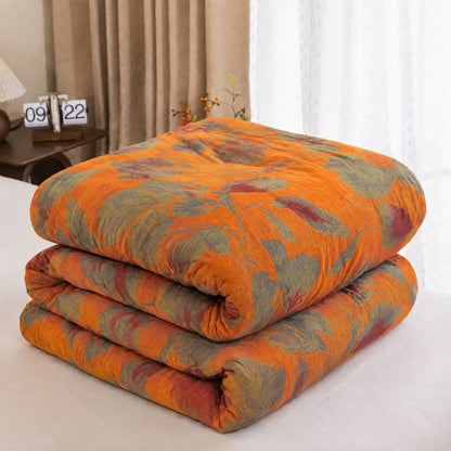 Orange Autumn Leaf Cotton Gauze Quilt - Orange - Spring & Autumn Quilt - King - image 6