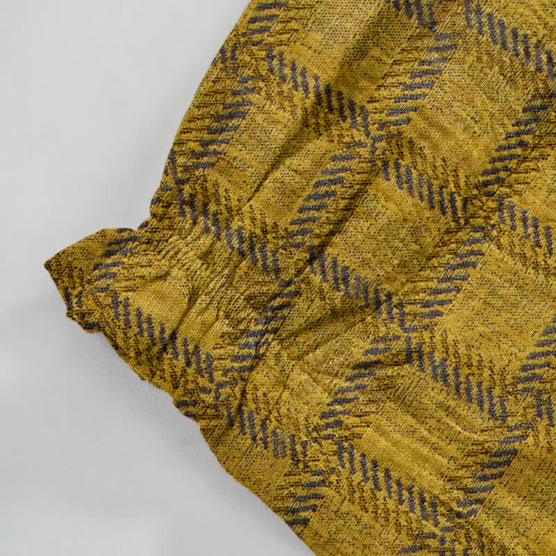 Yellow Plaid Cotton Gauze Harem Pants - image 4