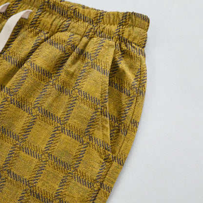 Yellow Plaid Cotton Gauze Harem Pants - image 3