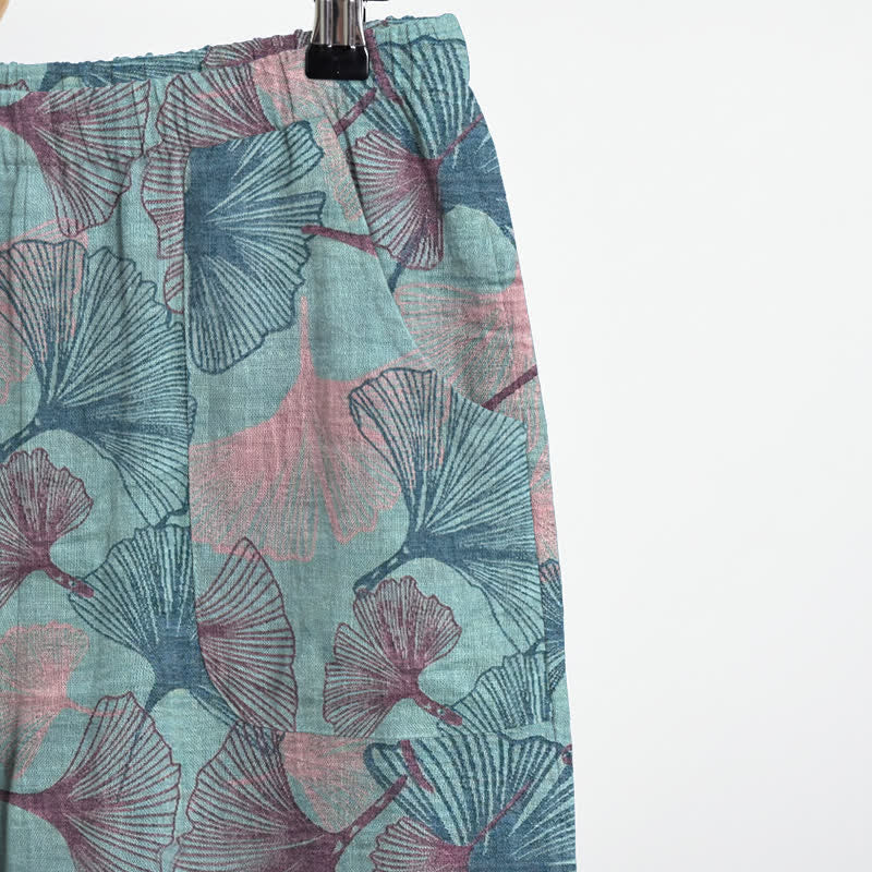 Chinese Style Ginkgo Leaf Pajama Set - image 4