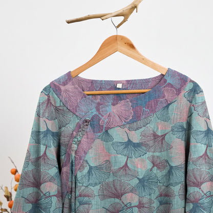 Chinese Style Ginkgo Leaf Pajama Set - image 1