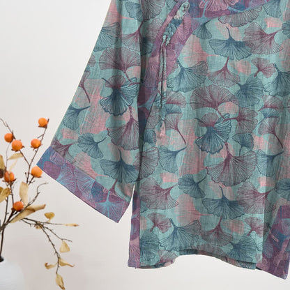 Chinese Style Ginkgo Leaf Pajama Set - image 3