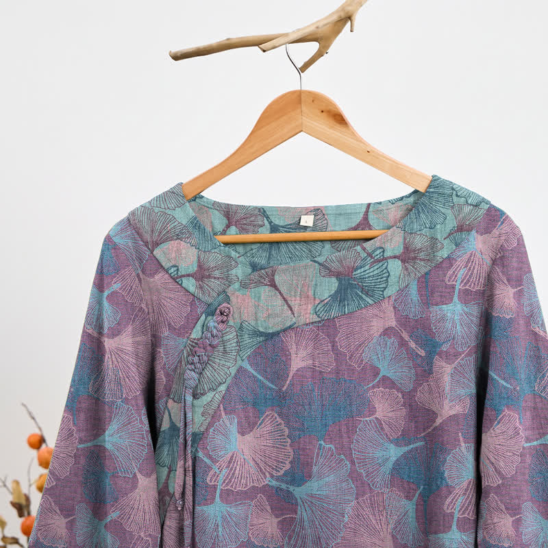 Chinese Style Ginkgo Leaf Pajama Set - image 7