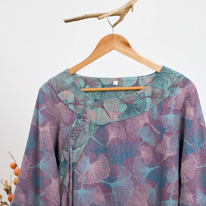 Chinese Style Ginkgo Leaf Pajama Set - image 7