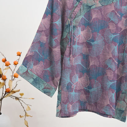Chinese Style Ginkgo Leaf Pajama Set - image 9