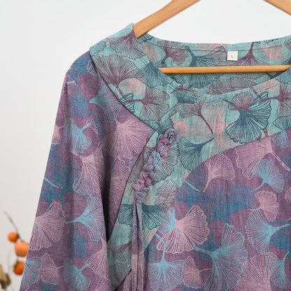 Chinese Style Ginkgo Leaf Pajama Set - image 8