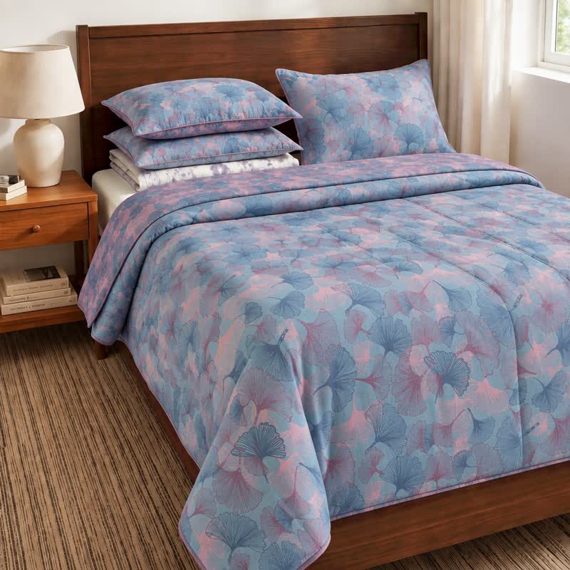 Reversible Ginkgo Leaf Cotton Gauze Quilt - image 2