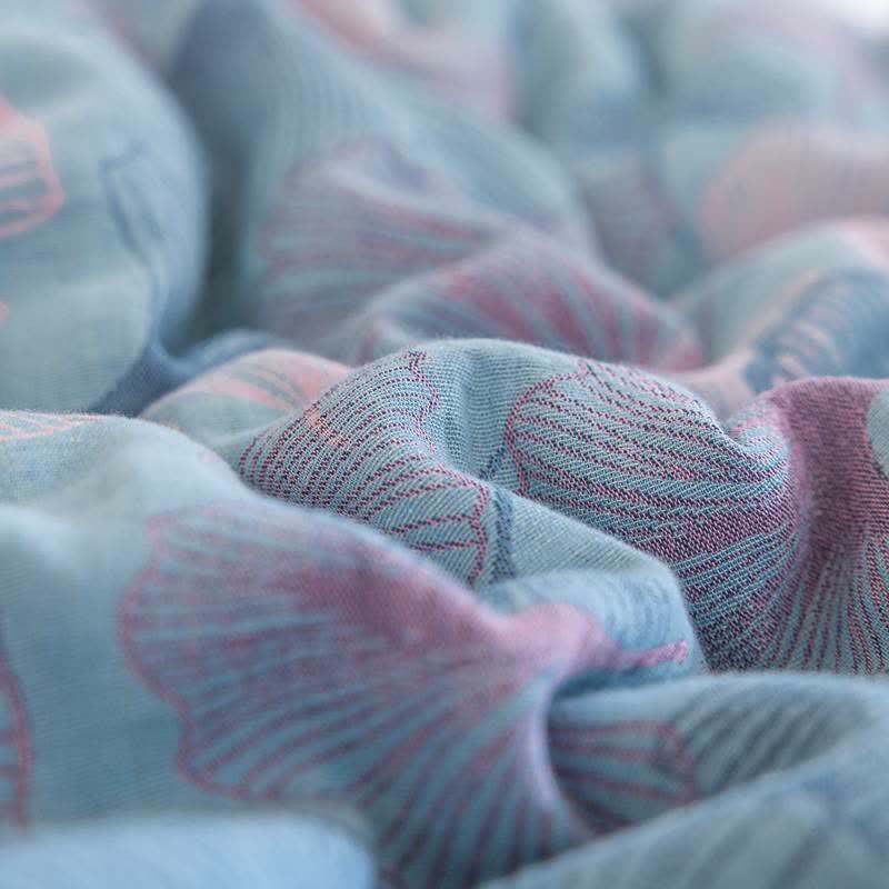 Reversible Ginkgo Leaf Cotton Gauze Quilt - image 4