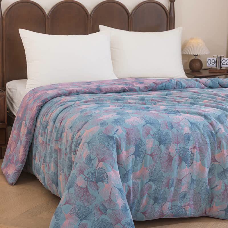 Reversible Ginkgo Leaf Cotton Gauze Quilt - image 11