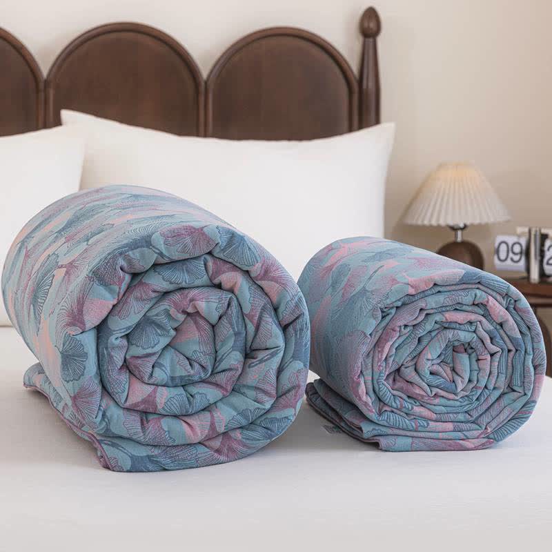 Reversible Ginkgo Leaf Cotton Gauze Quilt - image 13