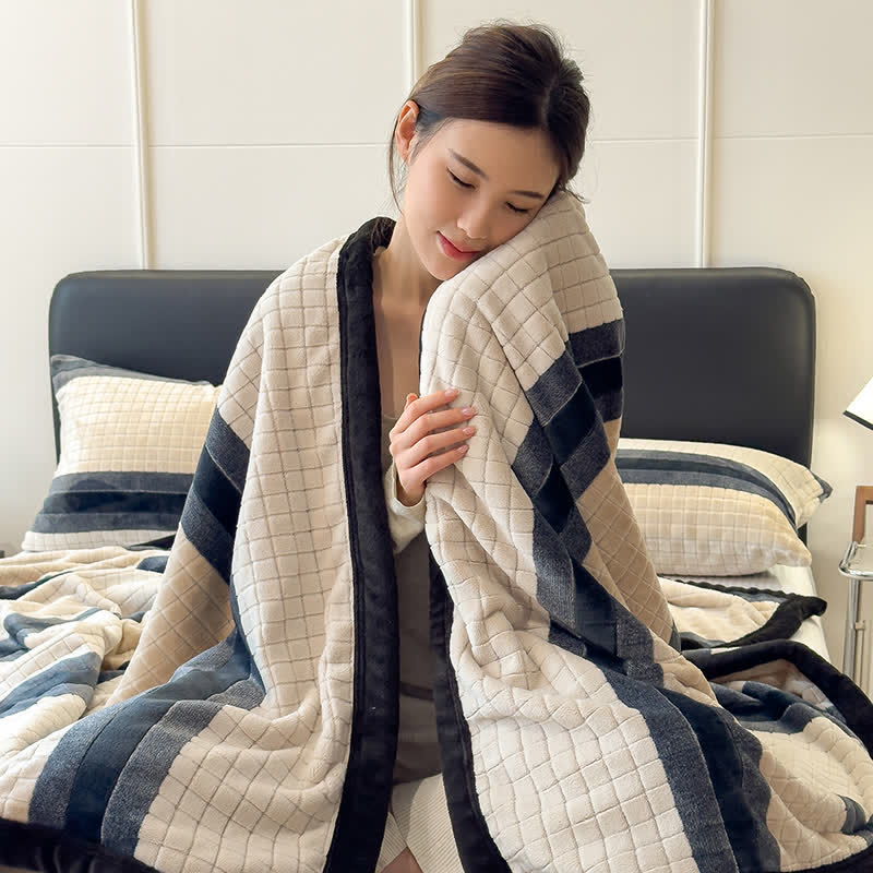 Geometric Grid Stripe Soft Throw Blanket - image 29
