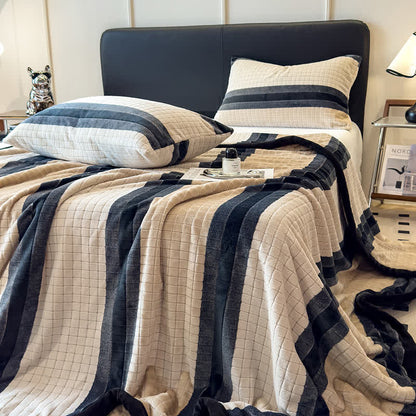 Geometric Grid Stripe Soft Throw Blanket - image 25