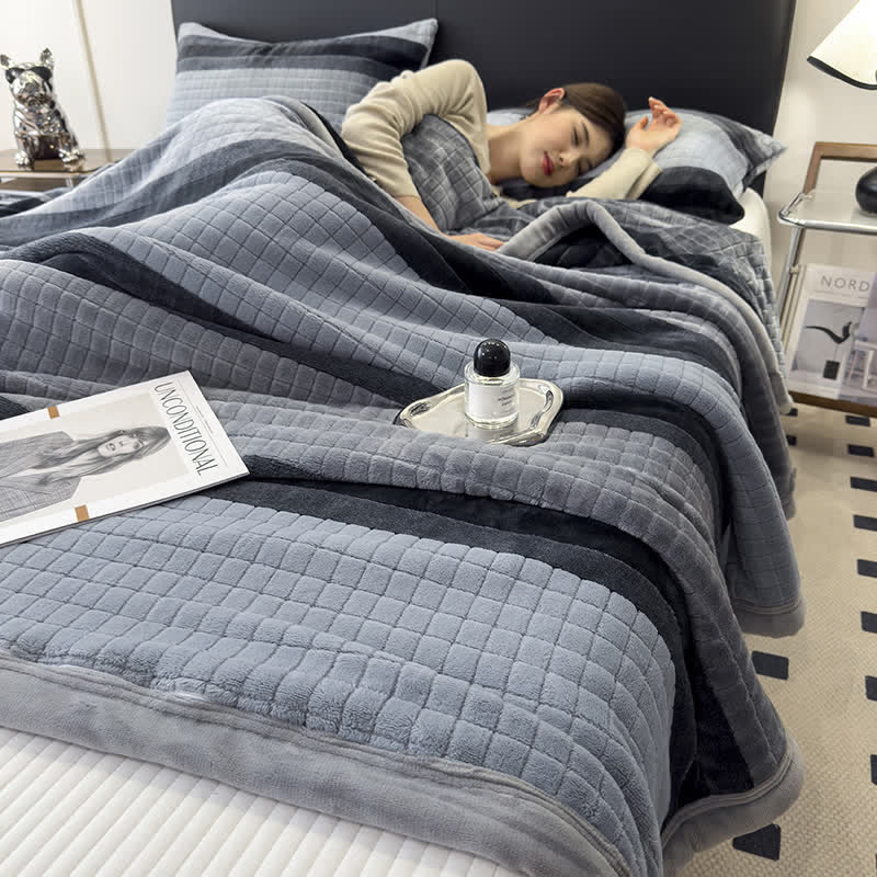 Geometric Grid Stripe Soft Throw Blanket - image 36