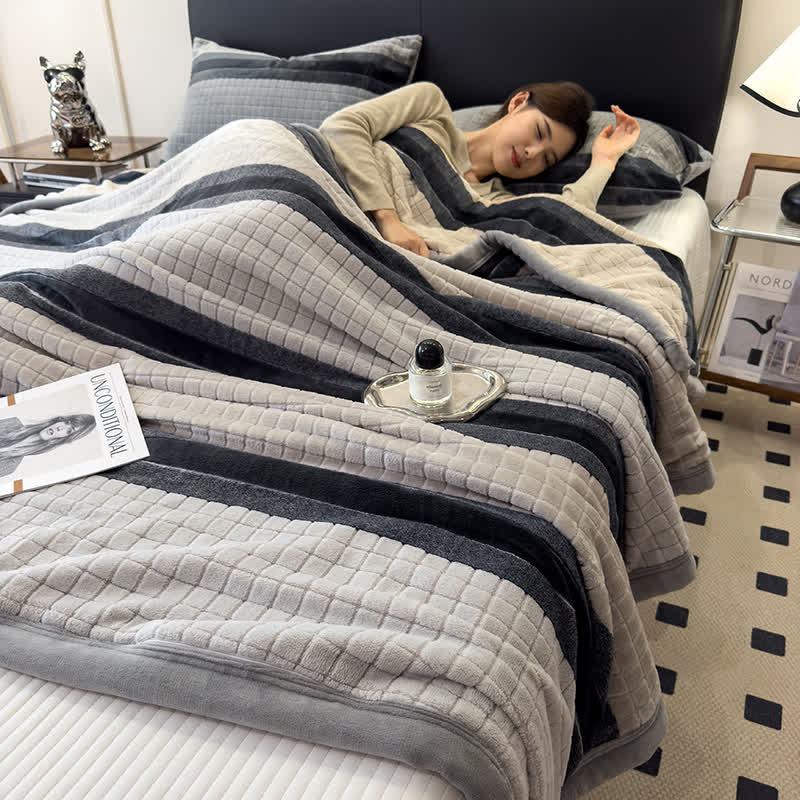 Geometric Grid Stripe Soft Throw Blanket - image 56