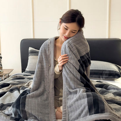 Geometric Grid Stripe Soft Throw Blanket - image 68