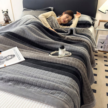 Geometric Grid Stripe Soft Throw Blanket - image 66