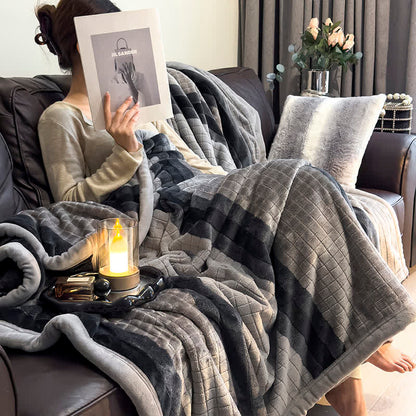 Geometric Grid Stripe Soft Throw Blanket - image 69
