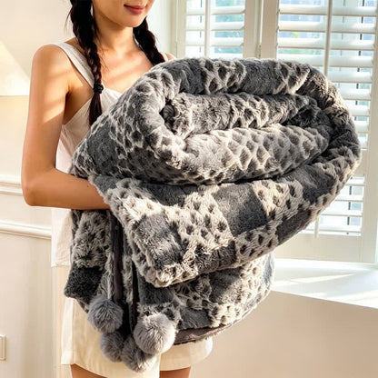 Checkered Grid Reversible Throw Blanket - Gray - 79" x 91" - image 10