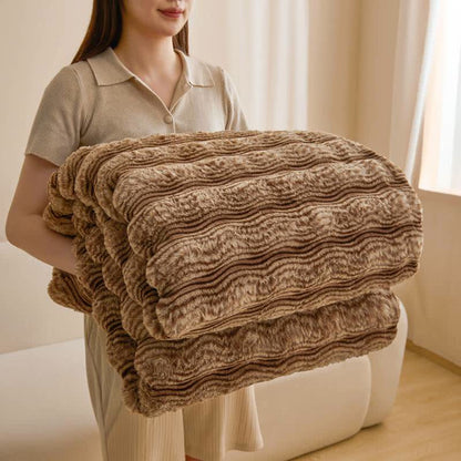 Soft Plush Wavy Fluffy Blanket - Dark Coffee - 79" x 91" - image 39