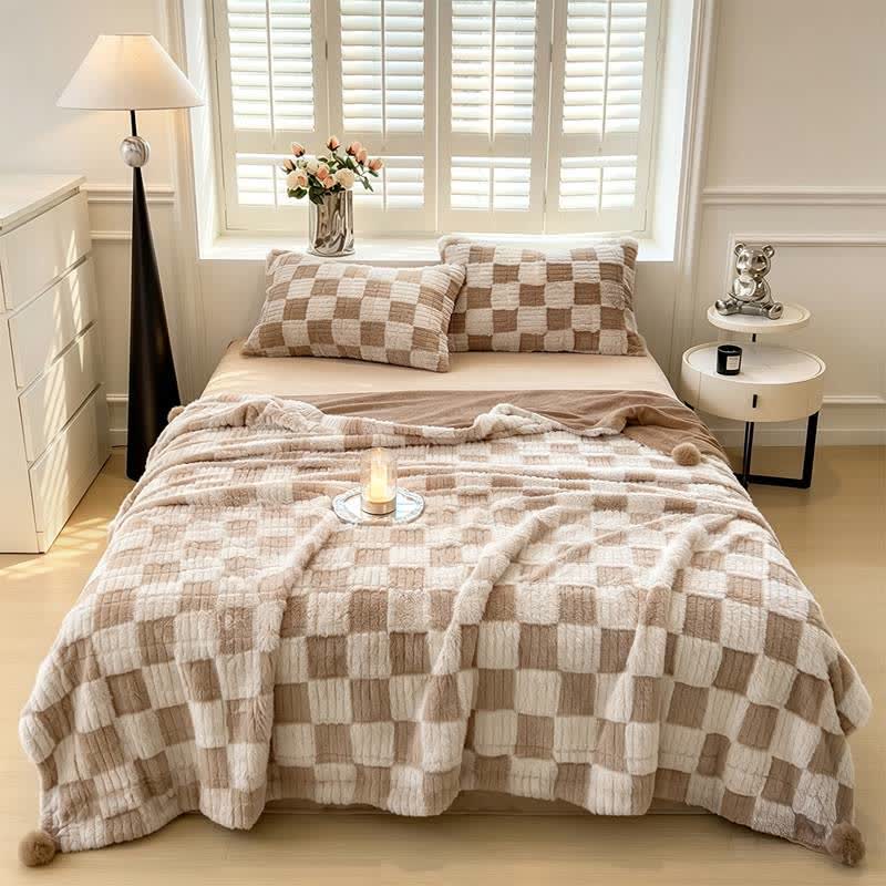 Modern Block Grid Cozy Reversible Blanket - image 2