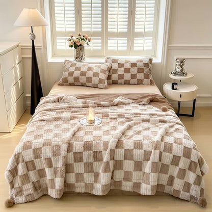 Modern Block Grid Cozy Reversible Blanket - image 2