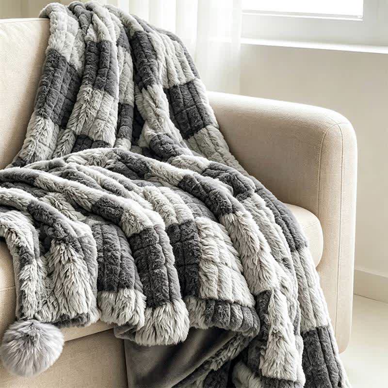 Modern Block Grid Cozy Reversible Blanket - image 22