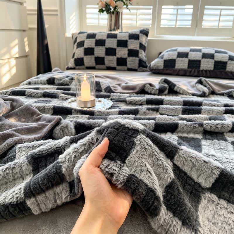 Modern Block Grid Cozy Reversible Blanket - image 23