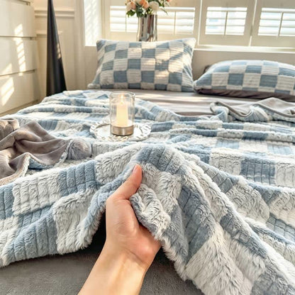 Modern Block Grid Cozy Reversible Blanket - image 31
