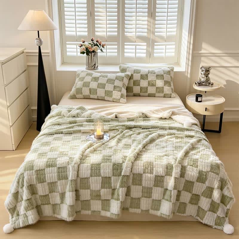 Modern Block Grid Cozy Reversible Blanket - image 36