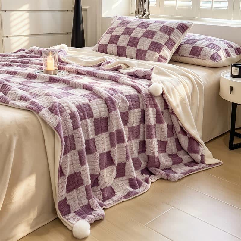 Modern Block Grid Cozy Reversible Blanket - image 43