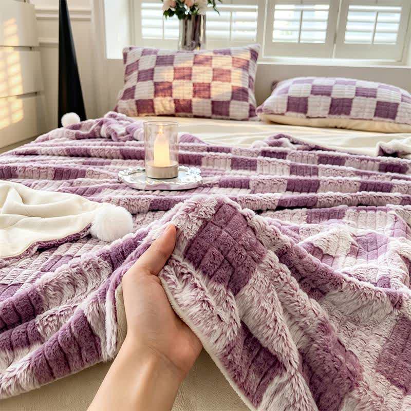 Modern Block Grid Cozy Reversible Blanket - image 47
