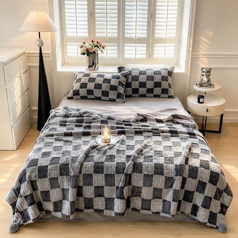 Modern Block Grid Cozy Reversible Blanket - image 19