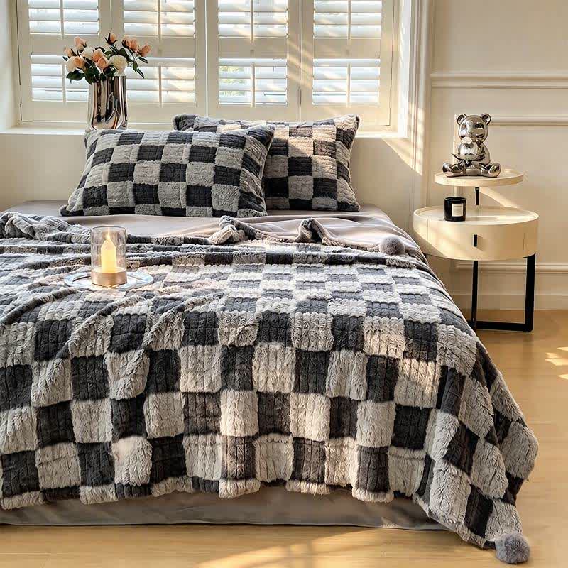 Modern Block Grid Cozy Reversible Blanket - image 20