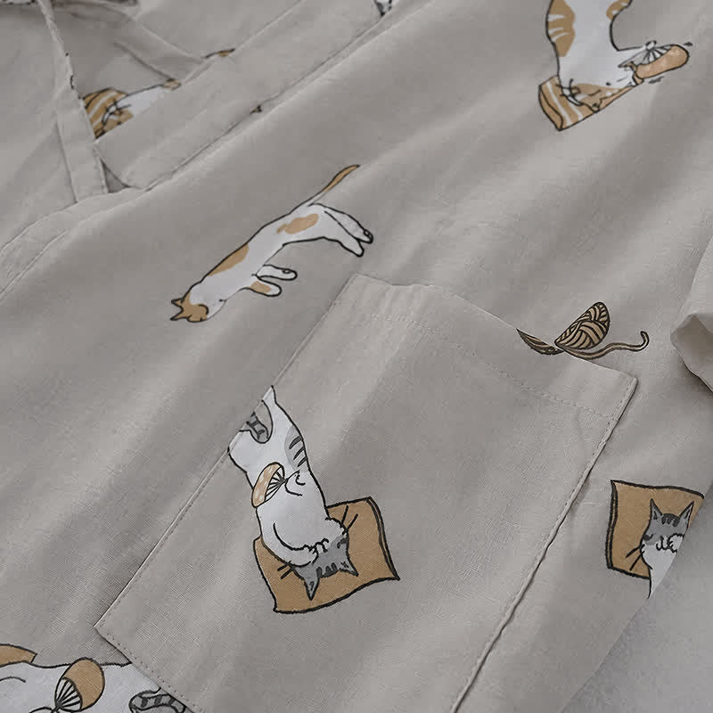 Couple Matching Cat Cotton Kimono Loungewear - image 6