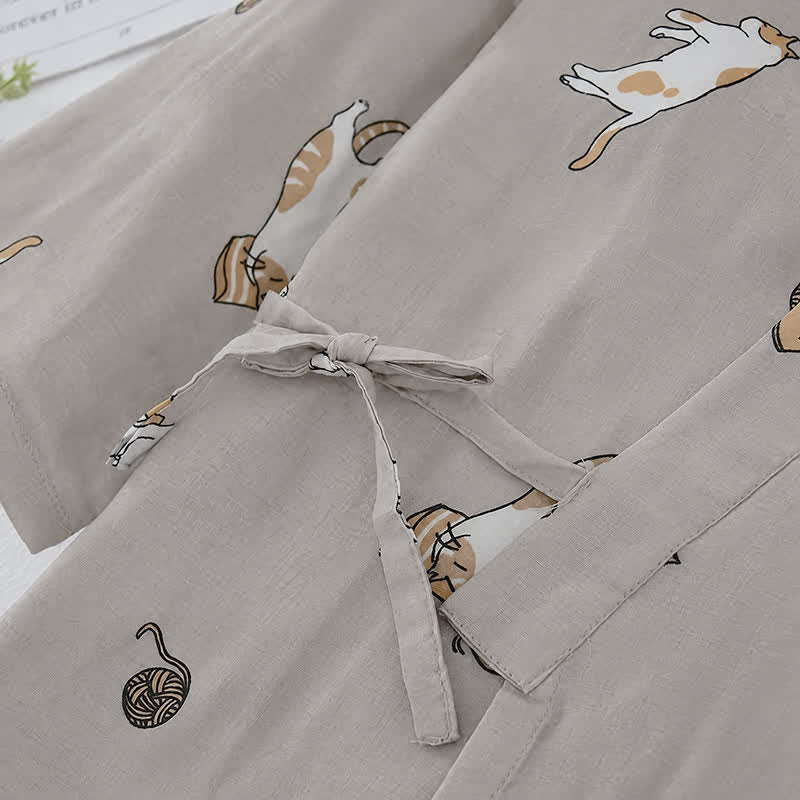 Couple Matching Cat Cotton Kimono Loungewear - image 7