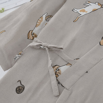 Couple Matching Cat Cotton Kimono Loungewear - image 7