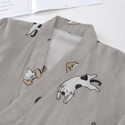 Couple Matching Cat Cotton Kimono Loungewear - image 9