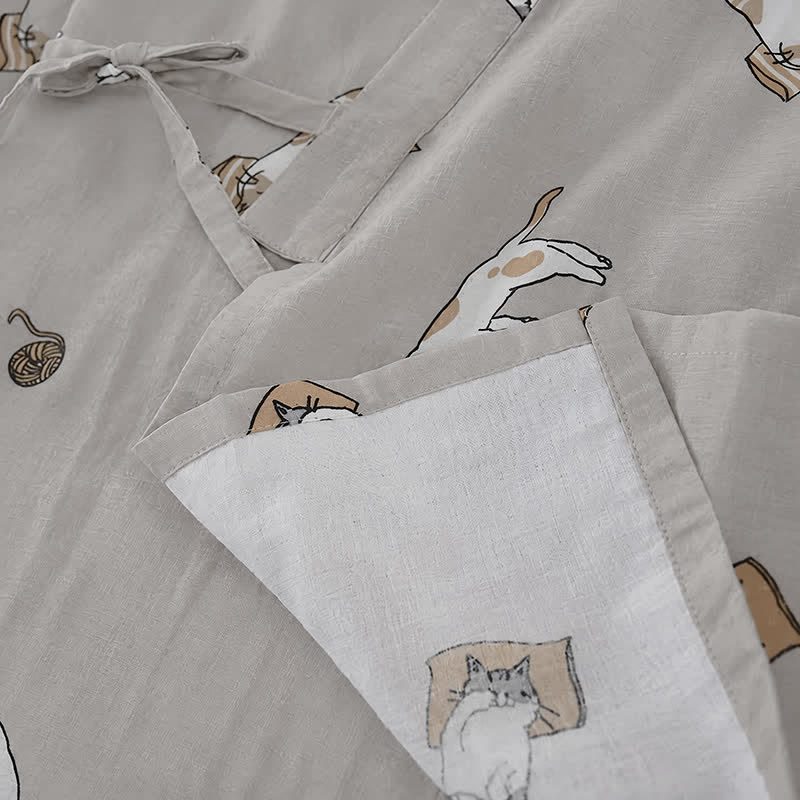 Couple Matching Cat Cotton Kimono Loungewear - image 10
