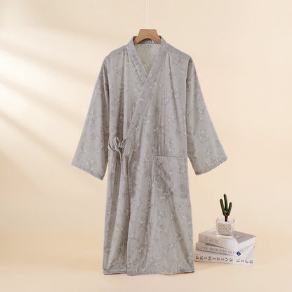 Floral Cotton Gauze Nightgown Home Wear - Purple - XL - image 5