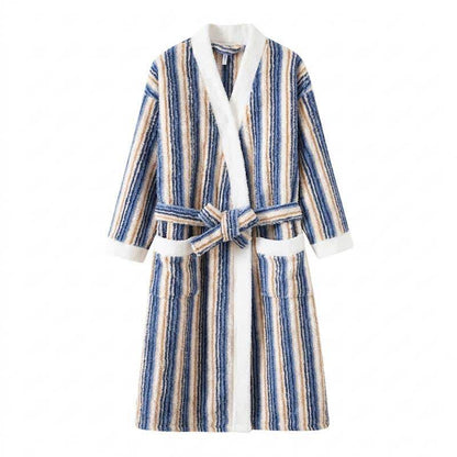 Longline Striped Fleece Kimono Bathrobe - image 10