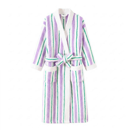 Longline Striped Fleece Kimono Bathrobe - image 12