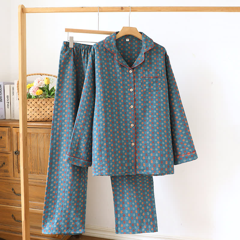 Blue Meadow Cotton Pajama Lounge Set - Blue - 2XL - image 0