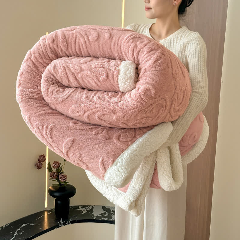 Embossed Fluffy Sherpa Throw Blanket - Pink - 79"W x 90"L - image 28
