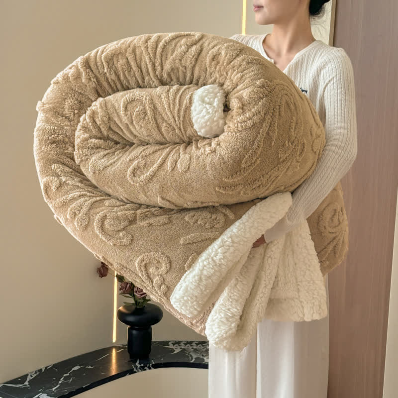 Embossed Fluffy Sherpa Throw Blanket - Camel - 79"W x 90"L - image 23