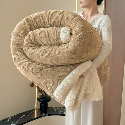 Embossed Fluffy Sherpa Throw Blanket - Camel - 79"W x 90"L - image 23