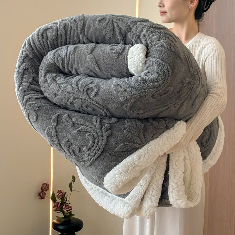 Embossed Fluffy Sherpa Throw Blanket - Dark Gray - 79"W x 90"L - image 13
